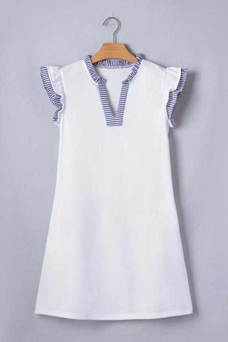 Contrast Stripe Split Neck Sleeveless Summer Dress | S-XL