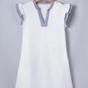  Contrast Stripe Split Neck Sleeveless Summer Dress | S-XL