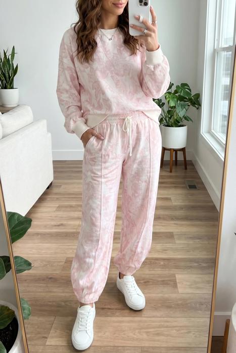 Abstract Print Drawstring Waist Two-Piece Set | S-XL