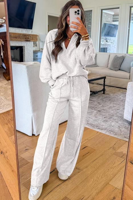 Polo V-Neck Pullover & Drawstring Pants Set | S-XL