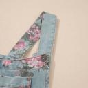  Pleated Floral High-Waist Wide-Leg Denim Jumpsuit | S-XL