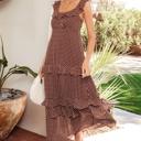  Polka Dot Backless Ruffled Tiered Maxi Dress | S-XL