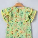  Stripe Floral Ruffle Sleeve Top | S-XL