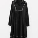  Collared V-Neck Leopard Trim Maxi Dress | S-XL