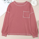  Contrast Stitching Trim Pullover | Free Shipping