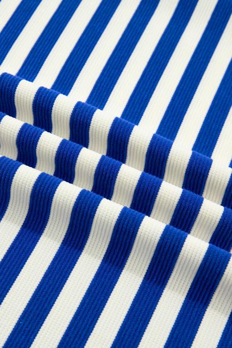 Preppy Stripe Polo Collar Ruffle Detail Top | S-XL
