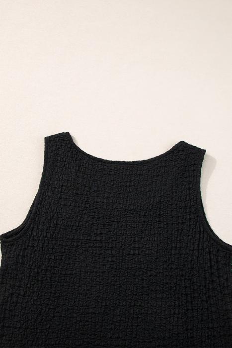 Crinkle Texture Tank Top and Pocketed Pants Set - S-XL