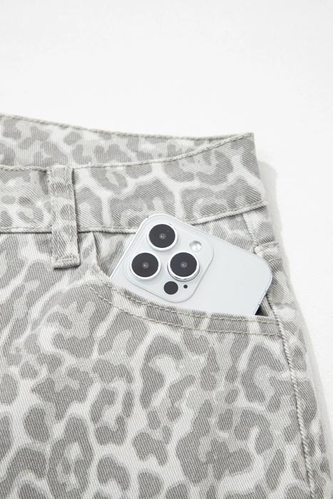High Waisted Leopard Wide Leg Jeans