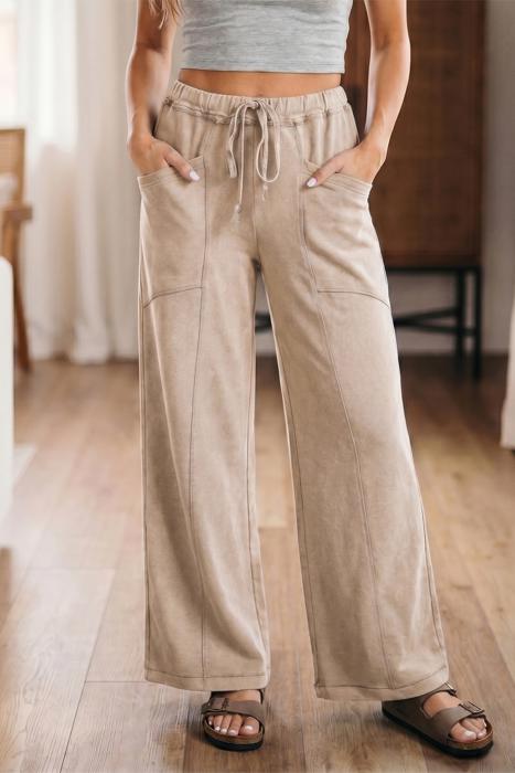 High-Waist Drawstring Wide Leg Pants | S-XL