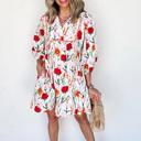  Floral Print Ricrac Trim Puff Sleeve Mini Dress | S-XL