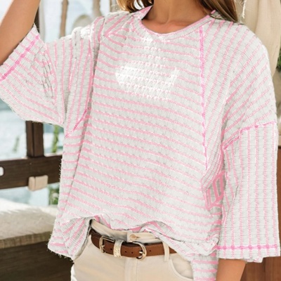 Fresh Days Stripe Half-Sleeve Top | S-XL