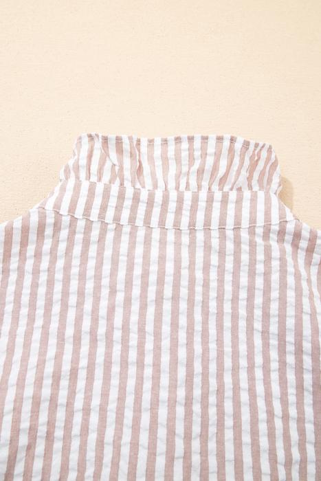 Striped Collar Half Sleeve Shirt Maxi Dress | S-XL