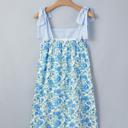  Floral Print Bow Strap Patchwork Mini Dress | S-XL
