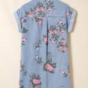  Floral Print Denim Button-Down Shift Dress | S-XL