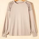  Textured Lace Sleeve Pullover | S-2XL