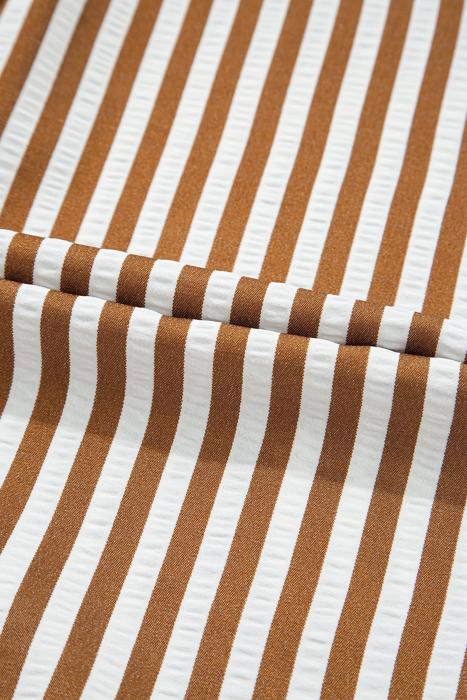 Striped Ruffle Hem Collared Mini Dress | S-XL