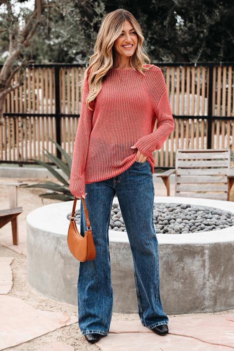 Crochet Open-Knit Sweater Top | S-XL