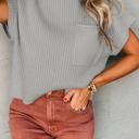 Pocket Ribbed Knit Short Sleeve Sweater | S-XL