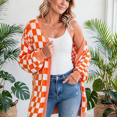 Urban Check Open-Front Cardigan | S-XL