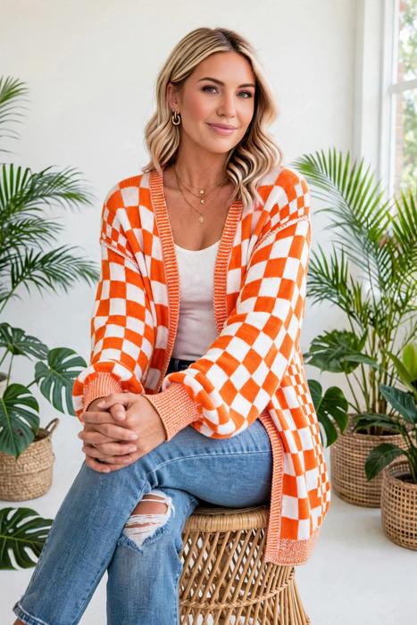 Urban Check Open-Front Cardigan | S-XL