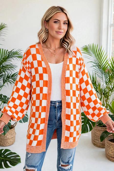 Urban Check Open-Front Cardigan | S-XL