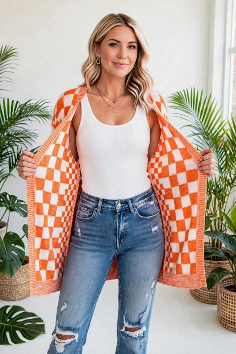 Urban Check Open-Front Cardigan | S-XL