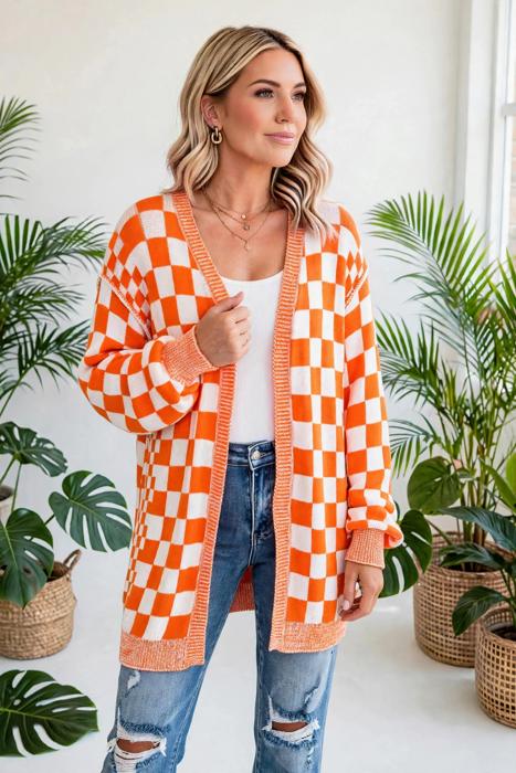 Urban Check Open-Front Cardigan | S-XL