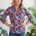 Small Blue-Pink Dear Scarlett The Lizzy Luxe Blouse | 3 Chic Styles