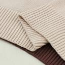  Colorblock Bishop Sleeve Ribbed Trim Sweater