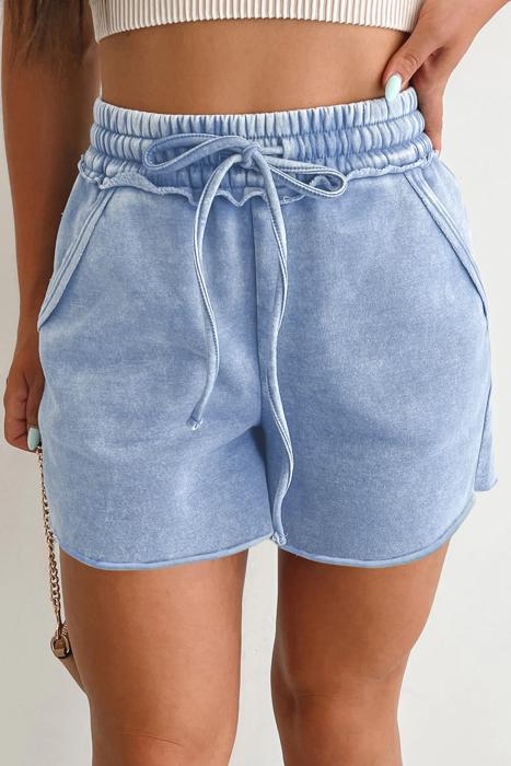 Mineral Washed Elastic Waist Shorts | S-XL