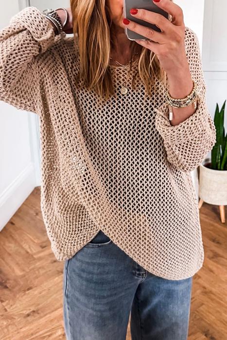 Crochet Open-Knit Sweater Top | S-XL