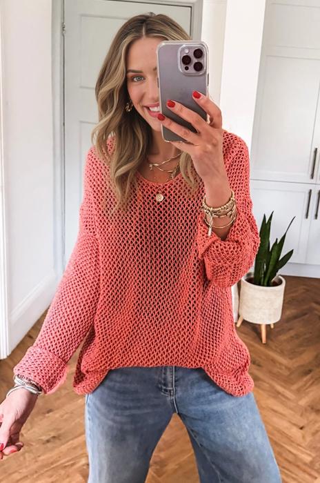 Crochet Open-Knit Sweater Top | S-XL