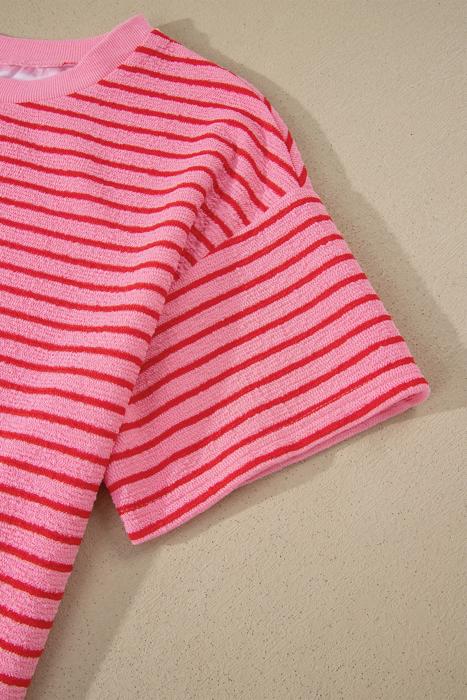 Striped Knit T-Shirt & Elastic Waist Shorts Set | S-XL