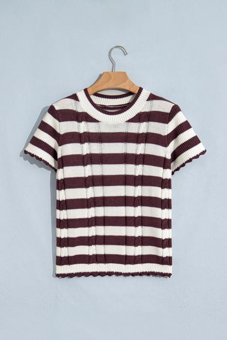 Stripe & Stitch Knit Cable Sweater | S-XL