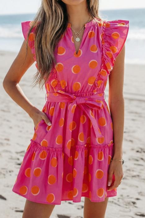Double Polka Ruffle Mini Dress | S-XL