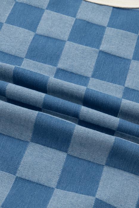 Checkerboard Denim Chic Top | S-XL