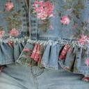  Floral Print Ruffle Hem Denim Jacket | S-XL