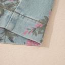 Pleated Floral High-Waist Wide-Leg Denim Jumpsuit | S-XL