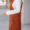  Front Pockets Corduroy Overall Dress