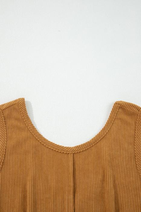 Corduroy Patched Pocket Mini Dress | S-XL