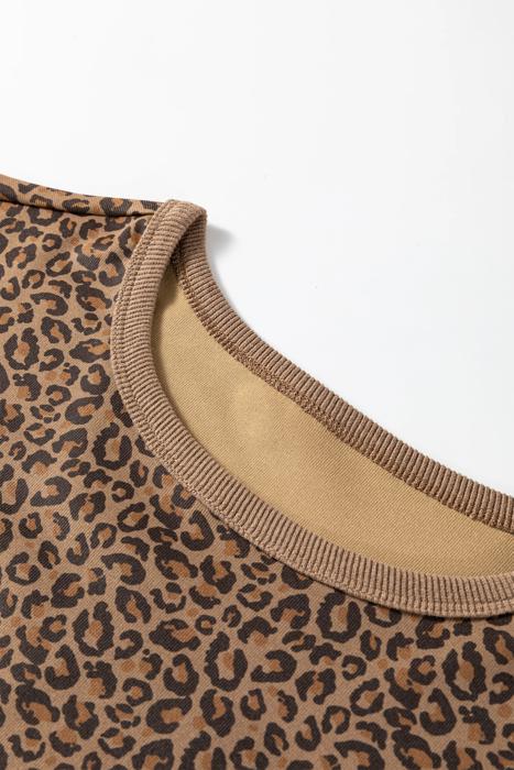 Leopard Print Crew Neck Tee | S-XL
