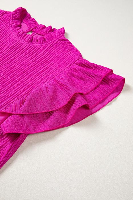 Ruffle Trim Basic Blouse | S-XL