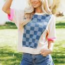  Checkerboard Denim Chic Top | S-XL