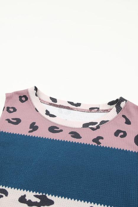 Color Block Animal Print Tank Top