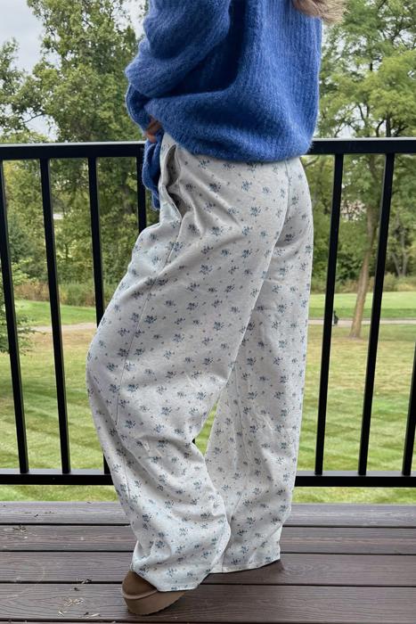 Floral Print Elastic Waist Full-Length Pants | S-XL