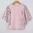  Contrast Floral Patchwork Flowy Half-Sleeve Blouse | S-XL