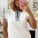  Contrast Stripe Split Neck Sleeveless Summer Dress | S-XL