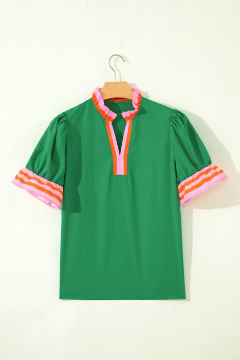 Flame Stripe Ruffle Blouse | S-XL