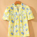  Floral Print Bubble Sleeve Blouse | S-XL