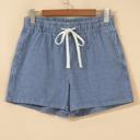  Striped Drawstring Elastic Waist Denim Shorts | S-XL